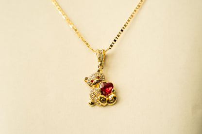 Teddy Bear Heart Necklace