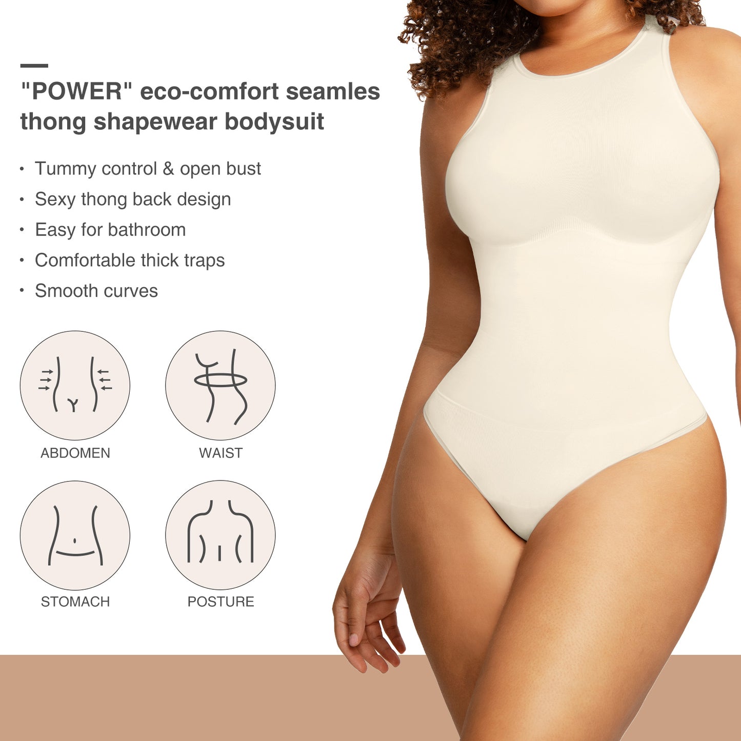 Seamless Outer Crew Thong Bodysuit